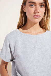 Softest Sweats Plush TENCEL™ Short Sleeve Top - Heather Grey