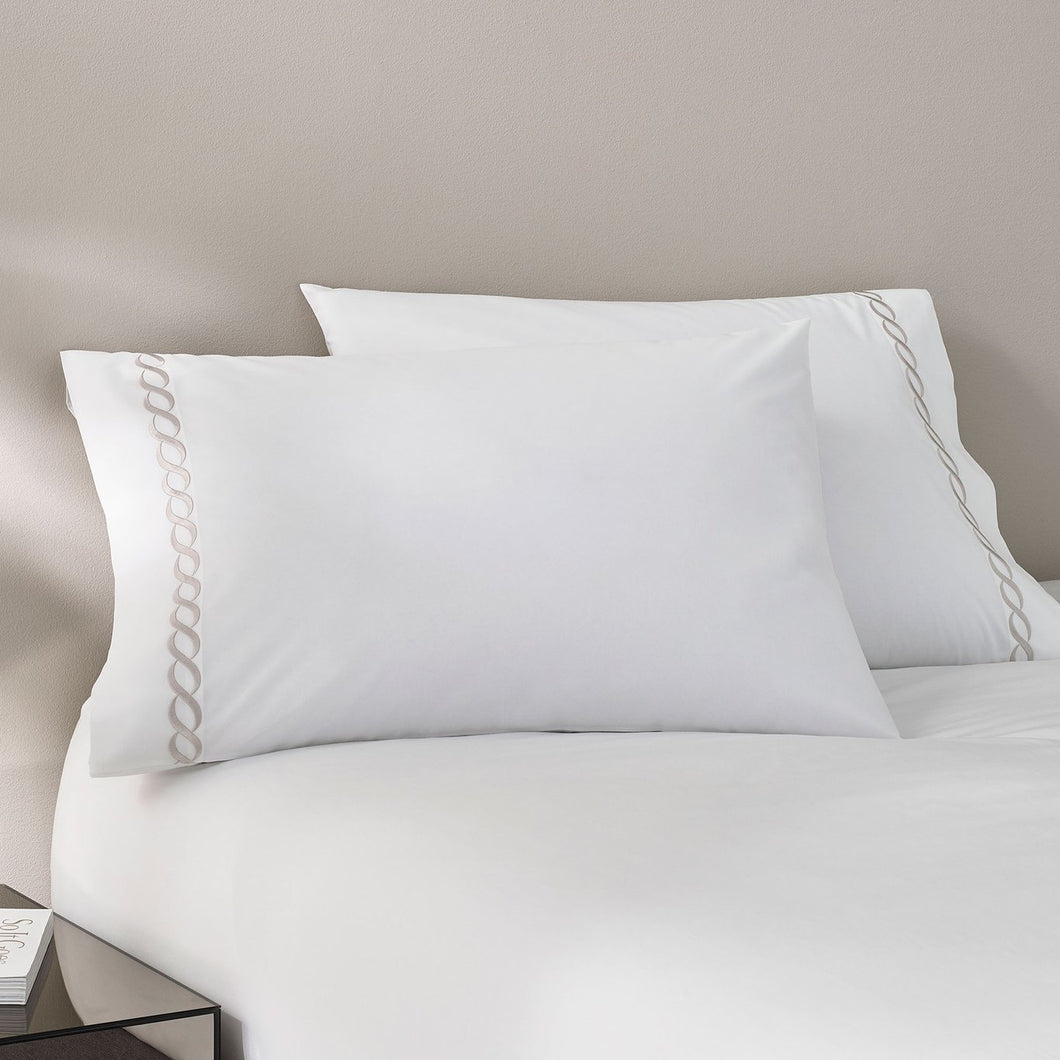 Cable Embroidered Percale Pillowcase Set of 2