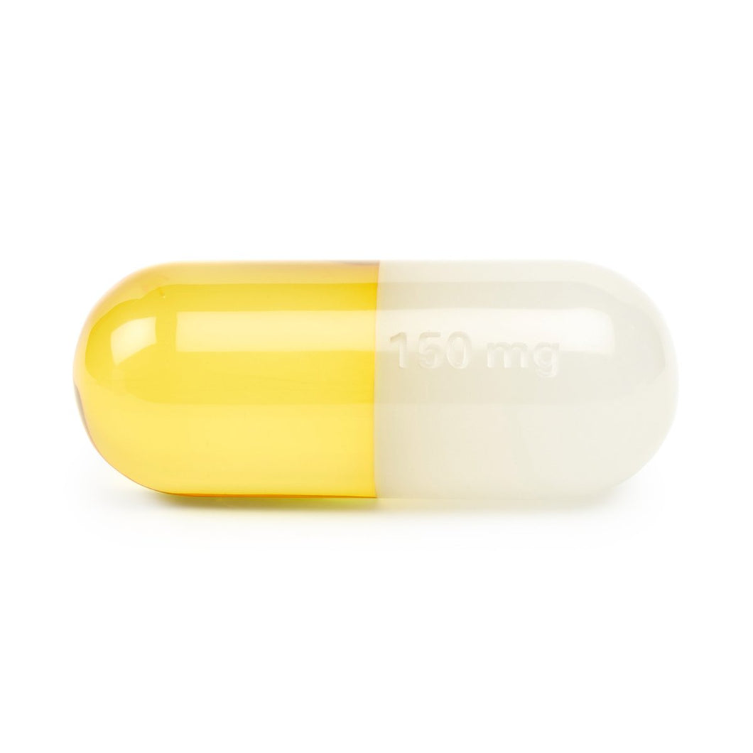 Small Acrylic Pill White and Yellow